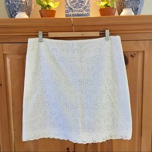 J. Crew White Eyelet Pencil Skirt